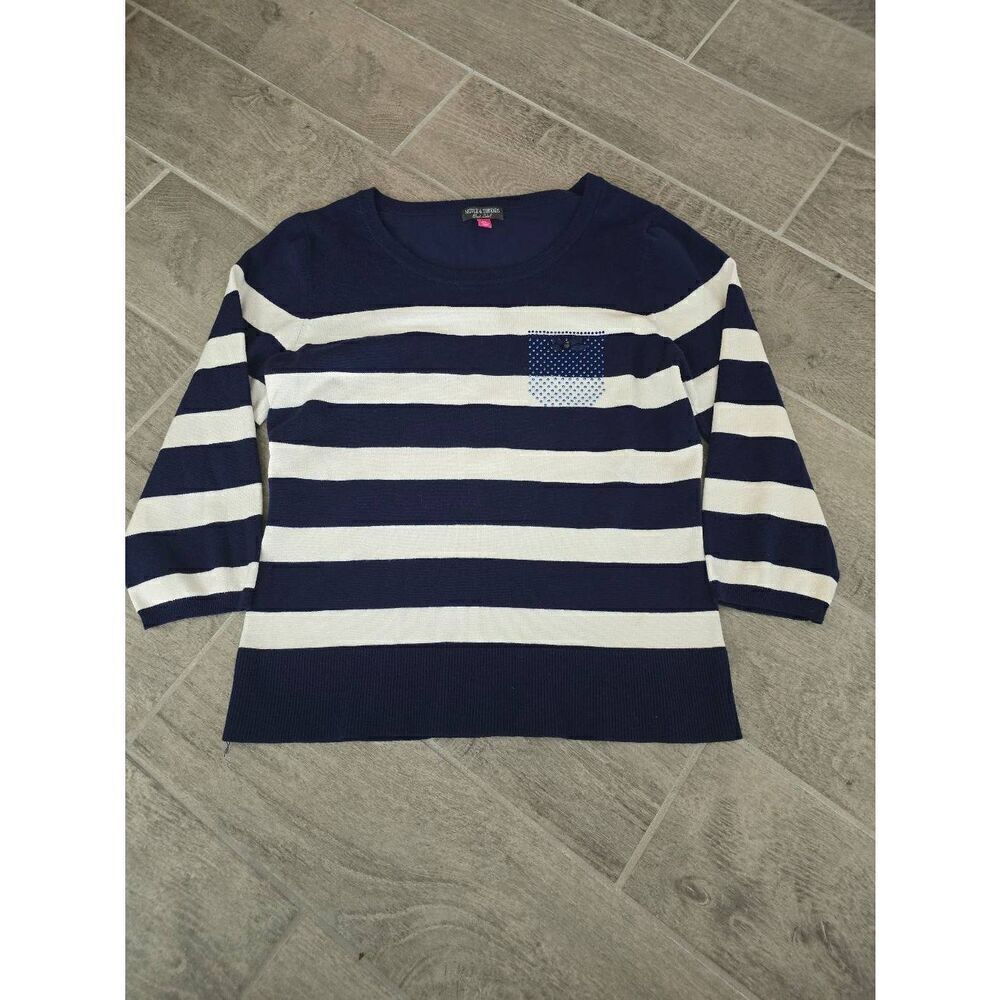 Women's Needle & Thread Sweater Blue and White‎ Stripes Size Medium